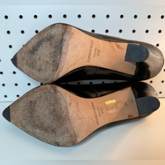 Elizabeth and James Vero Cuoio Black Italian Leather Block Heels 9.5B Boho City - Picture 13 of 16
